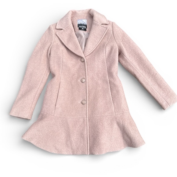 🧥 Kensie Wool Blend Ruffle Hem Coat in Nude (Style N7621N) – Size M - Picture 10 of 10
